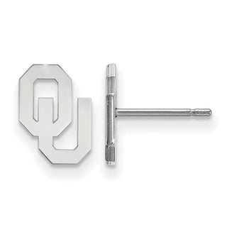 Sterling Silver Rhodium-plated LogoArt University of Oklahoma O-U Extra Small Post Earrings