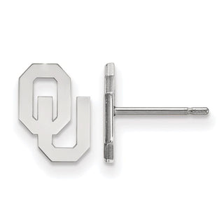 14k White Gold LogoArt University of Oklahoma O-U Extra Small Post Earrings