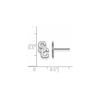 Sterling Silver Rhodium-plated LogoArt University of Southern California S-C Extra Small Post Earrings