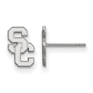 Sterling Silver Rhodium-plated LogoArt University of Southern California S-C Extra Small Post Earrings