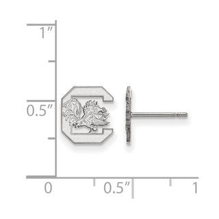 Sterling Silver Rhodium-plated LogoArt University of South Carolina Extra Small Post Earrings