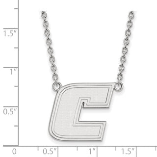10k White Gold LogoArt University of Tennessee at Chattanooga Letter C Large Pendant 18 inch Necklace