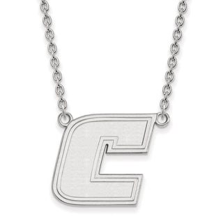 Sterling Silver Rhodium-plated LogoArt University of Tennessee at Chattanooga Letter C Large Pendant 18 inch Necklace