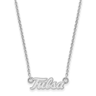 Sterling Silver Rhodium-plated LogoArt University of Tulsa T-U Small Pendant 18 inch Necklace