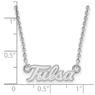 Sterling Silver Rhodium-plated LogoArt University of Tulsa T-U Small Pendant 18 inch Necklace