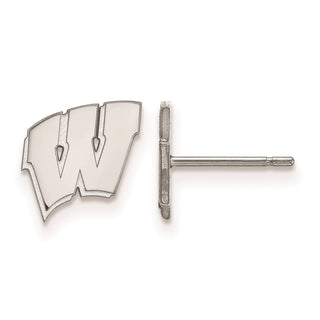 14k White Gold LogoArt University of Wisconsin Letter W Extra Small Post Earrings