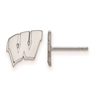 14k White Gold LogoArt University of Wisconsin Letter W Extra Small Post Earrings