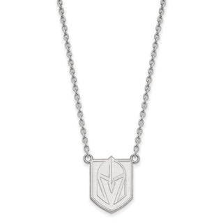 Sterling Silver Rhodium-plated NHL LogoArt NHL Vegas Golden Knights Large Pendant 18 inch Necklace