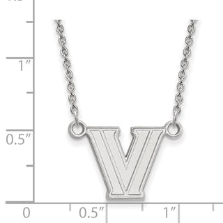 10k White Gold LogoArt Villanova University Letter V Small Pendant 18 inch Necklace