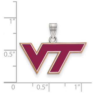 Sterling Silver Rhodium-plated LogoArt Virginia Tech V-T Medium Enameled Pendant