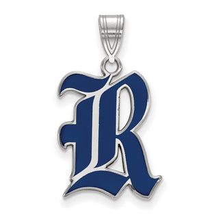 Sterling Silver Rhodium-plated LogoArt Rice University Letter R Large Enameled Pendant
