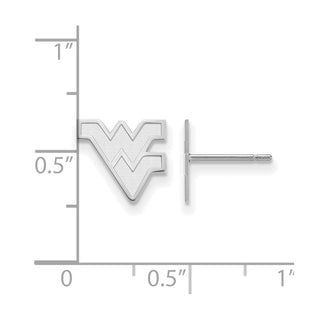 Sterling Silver Rhodium-plated LogoArt West Virginia University W-V Extra Small Post Earrings