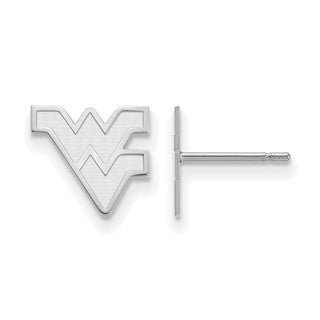 Sterling Silver Rhodium-plated LogoArt West Virginia University W-V Extra Small Post Earrings