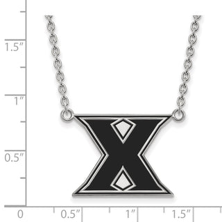 Sterling Silver Rhodium-plated LogoArt Xavier University Letter X Large Enameled Pendant 18 inch Necklace