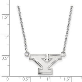 Sterling Silver Rhodium-plated LogoArt Youngstown State University Letter Y Small Pendant 18 inch Necklace