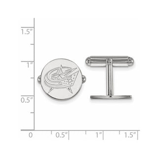 Sterling Silver Rhodium-plated NHL LogoArt Columbus Blue Jackets Cuff Links