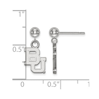 Sterling Silver Rhodium-plated LogoArt Baylor University Bears Dangle Ball Post Earrings