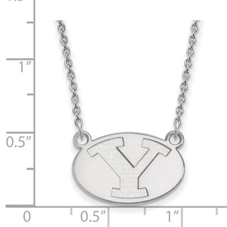 Sterling Silver Rhodium-plated LogoArt Brigham Young University Letter Y Small Pendant 18 inch Necklace