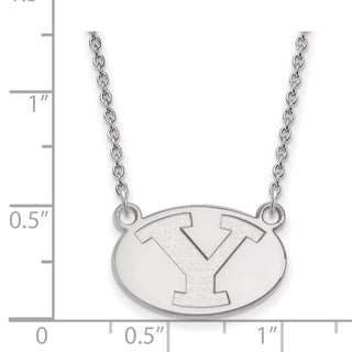 14k White Gold LogoArt Brigham Young University Letter Y Small Pendant 18 inch Necklace