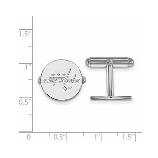 Sterling Silver Rhodium-plated NHL LogoArt Washington Capitals Cuff Links
