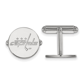Sterling Silver Rhodium-plated NHL LogoArt Washington Capitals Cuff Links