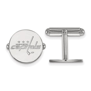 Sterling Silver Rhodium-plated NHL LogoArt Washington Capitals Cuff Links