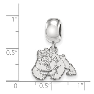 Sterling Silver Rhodium-plated LogoArt California State University Fresno Bulldog Small Dangle Bead Charm