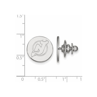 Sterling Silver Rhodium-plated NHL LogoArt New Jersey Devils Lapel Pin