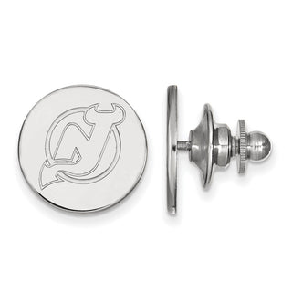 14k White Gold NHL LogoArt New Jersey Devils Lapel Pin