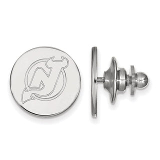 14k White Gold NHL LogoArt New Jersey Devils Lapel Pin