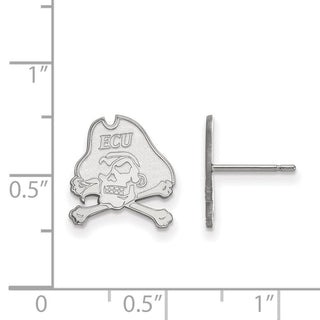 Sterling Silver Rhodium-plated LogoArt East Carolina University Pirate Small Post Earrings SS009ECU