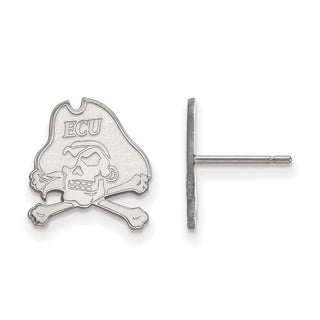 Sterling Silver Rhodium-plated LogoArt East Carolina University Pirate Small Post Earrings SS009ECU