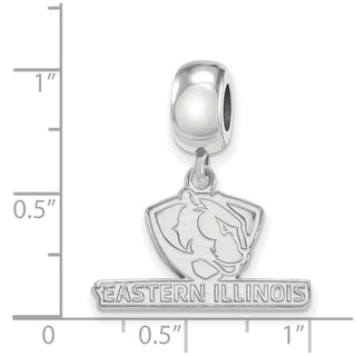 Sterling Silver Rhodium-plated LogoArt Eastern Illinois University Small Dangle Bead Charm