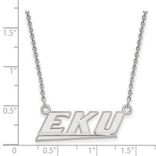 10k White Gold LogoArt Eastern Kentucky University E-K-U Small Pendant 18 inch Necklace