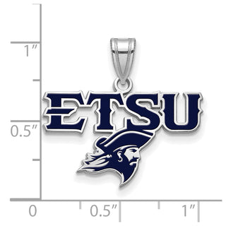 Sterling Silver Enameled LogoArt East Tennessee State U. Medium Pendant