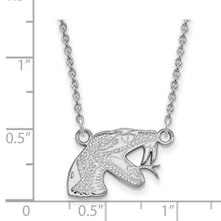 Sterling Silver Rhodium-plated LogoArt Florida A and M University Rattler Small Pendant 18 inch Necklace