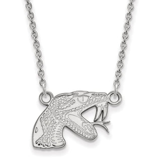 14k White Gold LogoArt Florida A and M University Rattler Small Pendant 18 inch Necklace