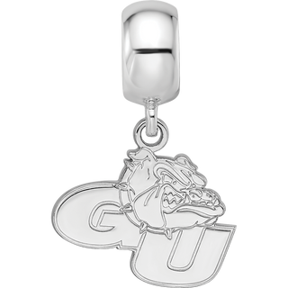 Sterling Silver Rhodium-plated LogoArt Gonzaga University G-U Bulldog Small Dangle Bead Charm