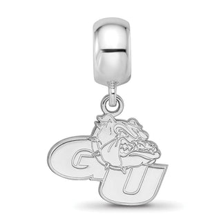 Sterling Silver Rhodium-plated LogoArt Gonzaga University G-U Bulldog Small Dangle Bead Charm