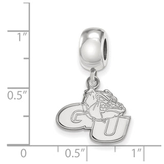 Sterling Silver Rhodium-plated LogoArt Gonzaga University G-U Bulldog Small Dangle Bead Charm