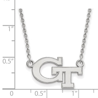 10k White Gold LogoArt Georgia Institute of Technology G-T Small Pendant 18 inch Necklace