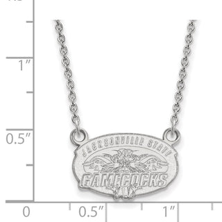 14k White Gold LogoArt Jacksonville State University Small Pendant 18 inch Necklace