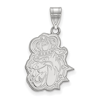Sterling Silver Rhodium-plated LogoArt James Madison University Duke Dog Large Pendant