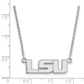 10k White Gold LogoArt Louisiana State University L-S-U Small Pendant 18 inch Necklace