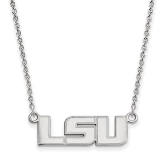14k White Gold LogoArt Louisiana State University L-S-U Small Pendant 18 inch Necklace