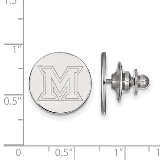 Sterling Silver Rhodium-plated LogoArt Miami University Ohio Letter M Lapel Pin