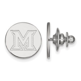 Sterling Silver Rhodium-plated LogoArt Miami University Ohio Letter M Lapel Pin