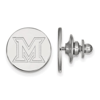 Sterling Silver Rhodium-plated LogoArt Miami University Ohio Letter M Lapel Pin
