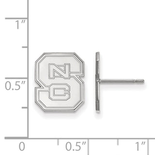 14k White Gold LogoArt North Carolina State University N-C-S Small Post Earrings