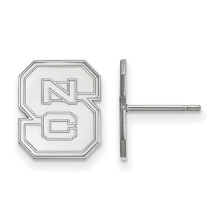 14k White Gold LogoArt North Carolina State University N-C-S Small Post Earrings